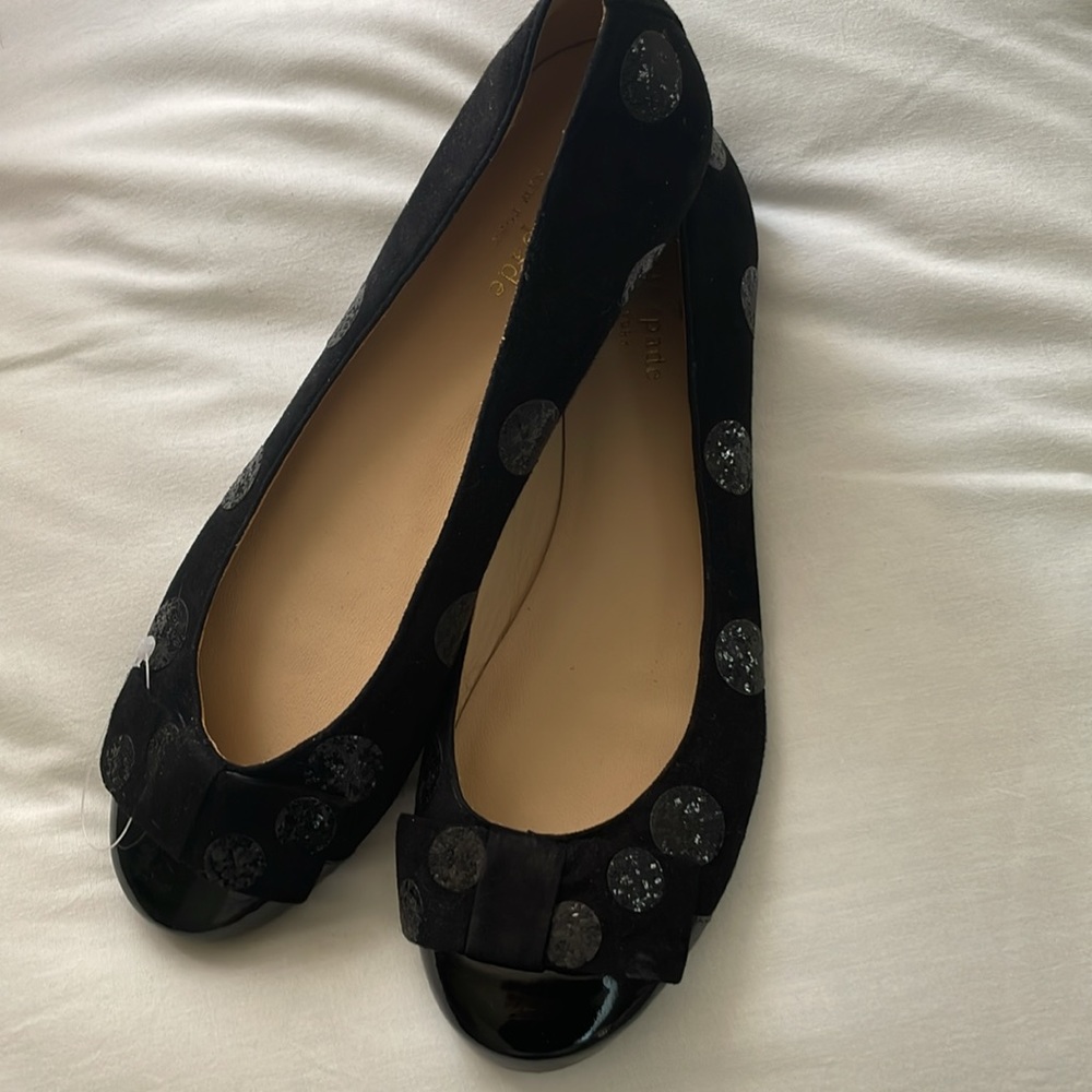 Kate Spade Bow Black never used flat shoes 8M